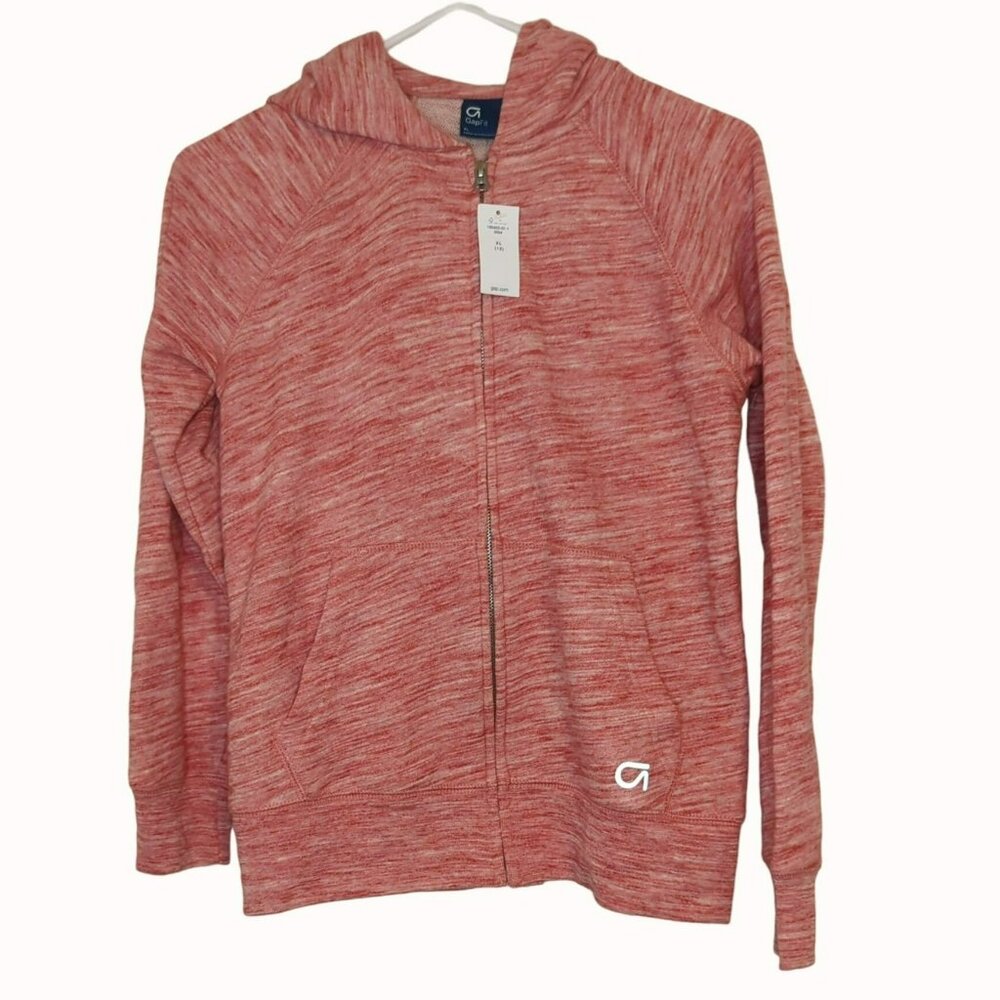 GapFit Girls XL (12) Marled Orange Zip-Up Hoodie Lightweight Jacket